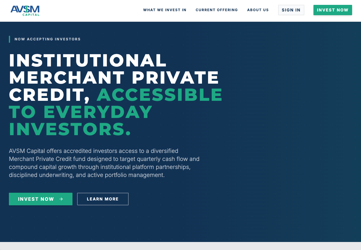 AVSM Capital website preview